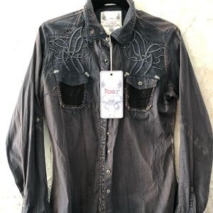 NWT Denim Roar button shirt..